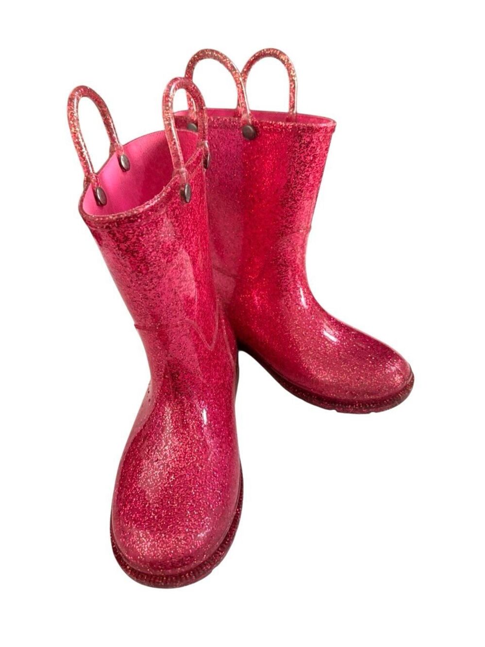 Western Chief Kids Size 13 Pull On PVC Glitter Pink Rain Boots Girls Shoes